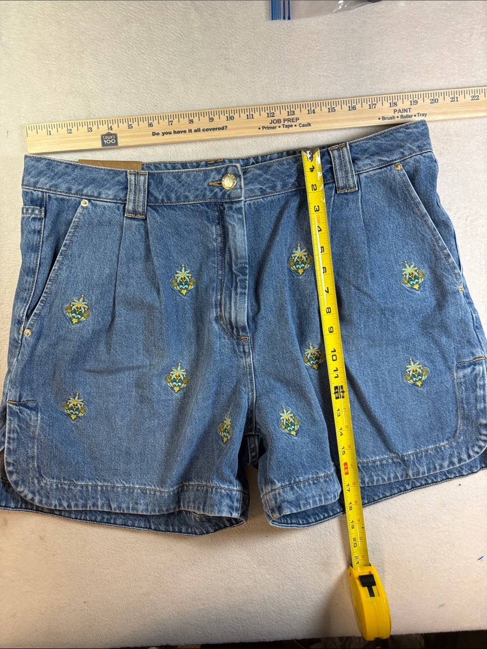 FARM Rio Blue Embroidered Denim Shorts